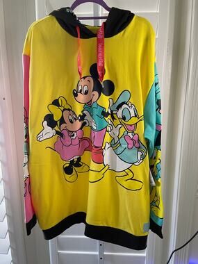 Loungefly Disney Mickey Mouse and Friends Yellow Hoodie NEW Unisex XL